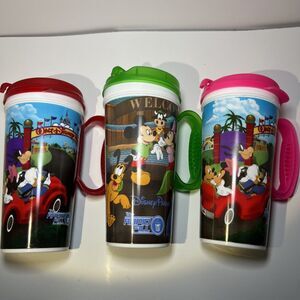 Walt Disney World Travel Mug  Mickey&friends Disney Cup w/ Handle pink,green,red